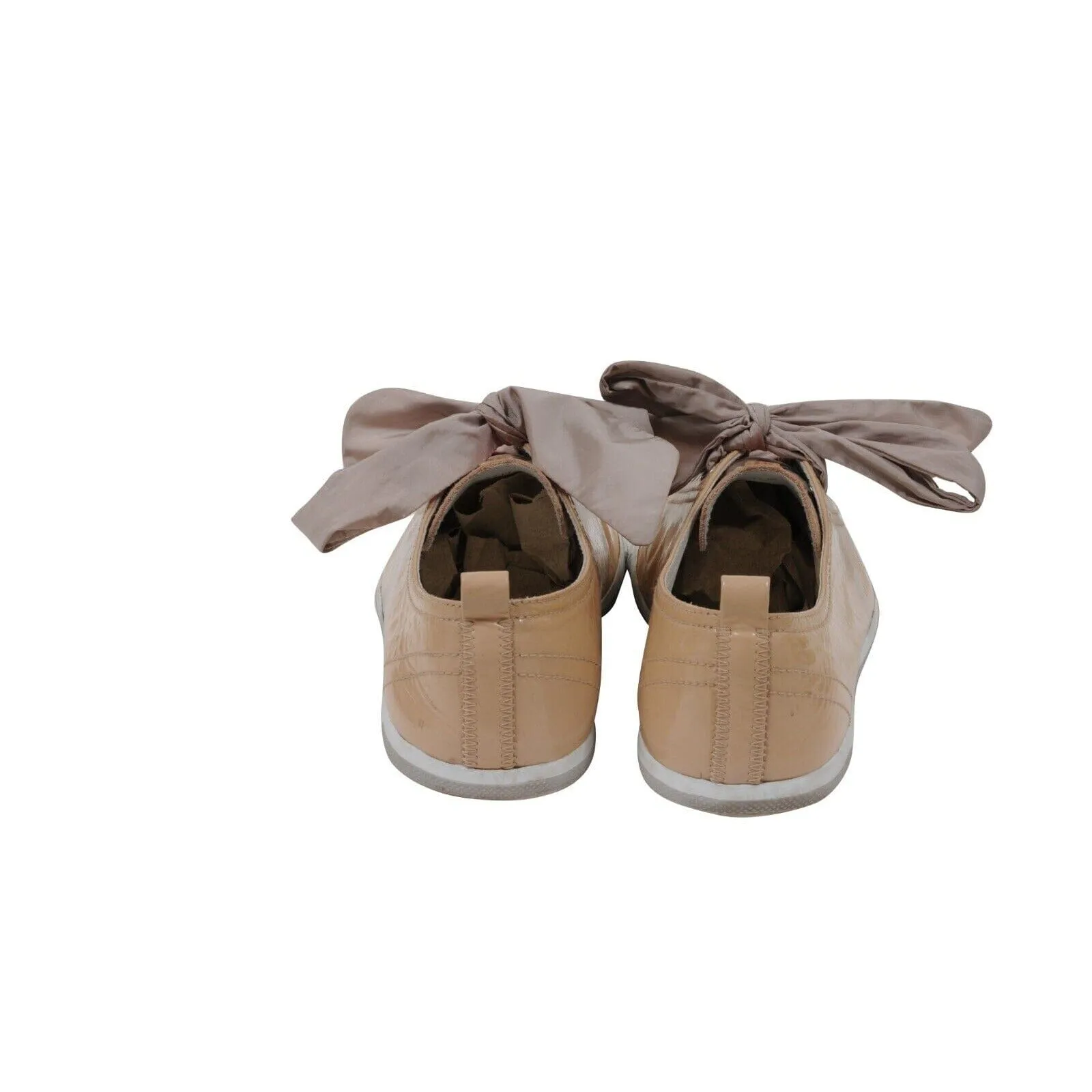 Tan Patent Leather Low Top Sneakers
