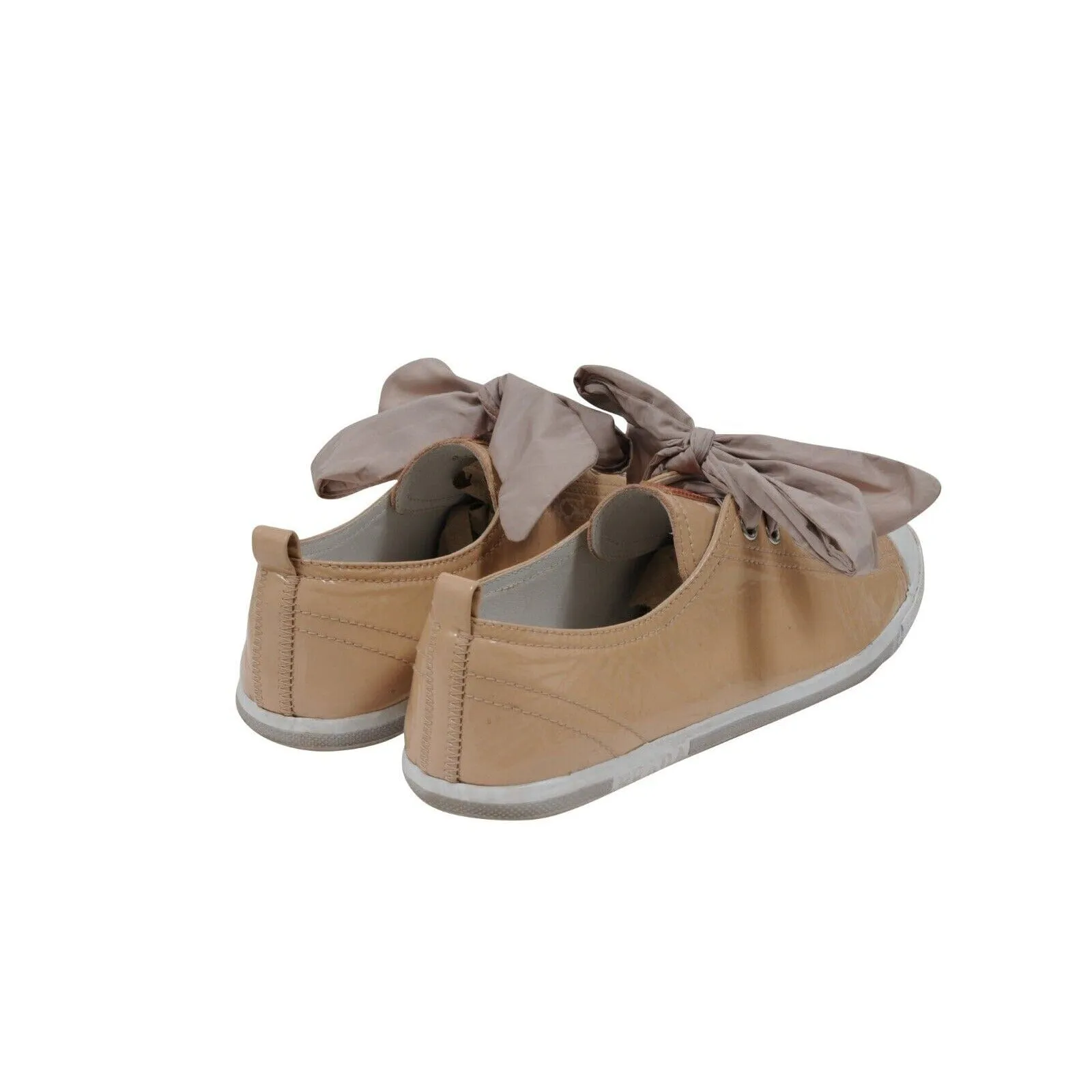 Tan Patent Leather Low Top Sneakers