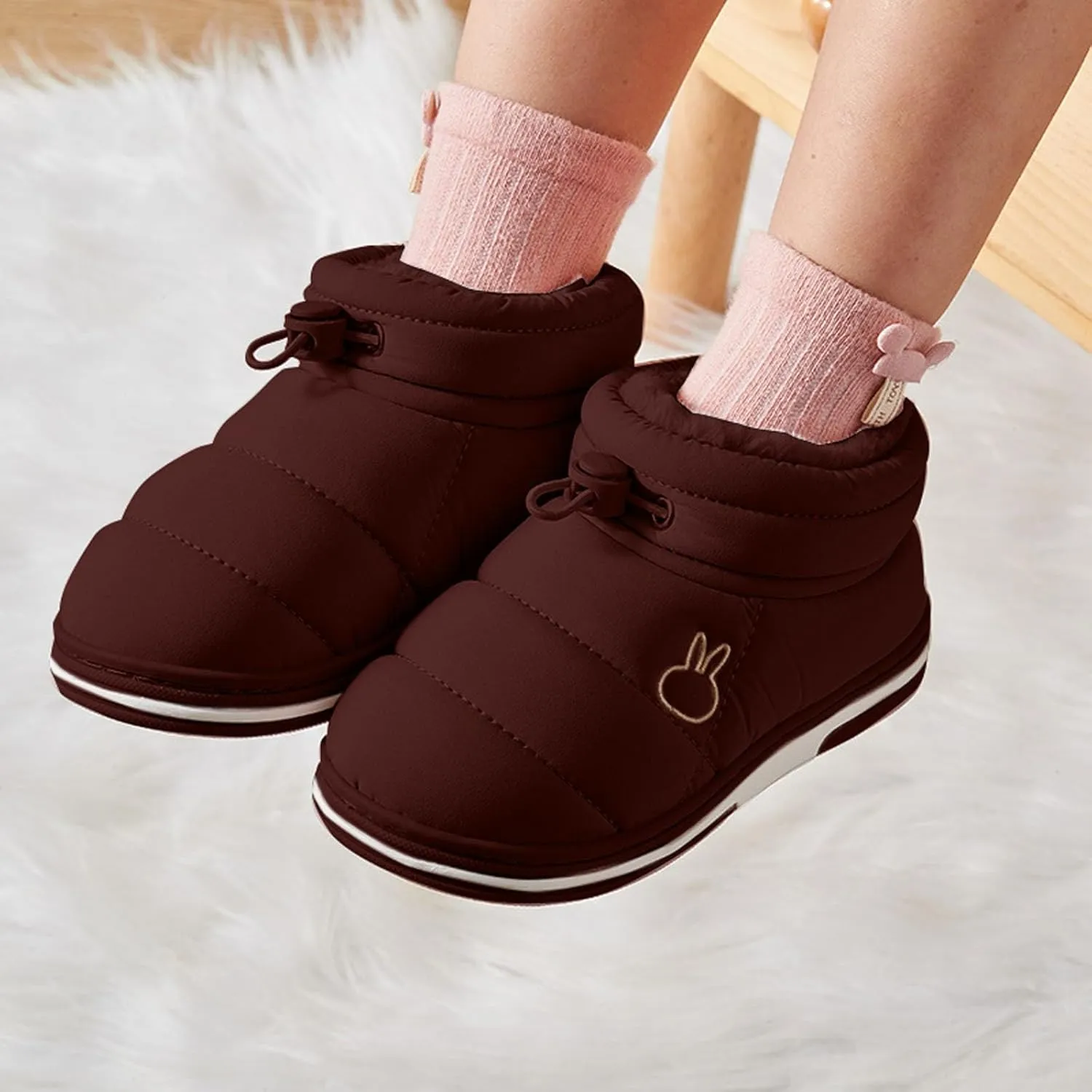 Toddler Kids Warm House Boots Water Proof Slippers for Boys Girls Fuzzy  Lined Comfy Platform Rain Boots 6 5
