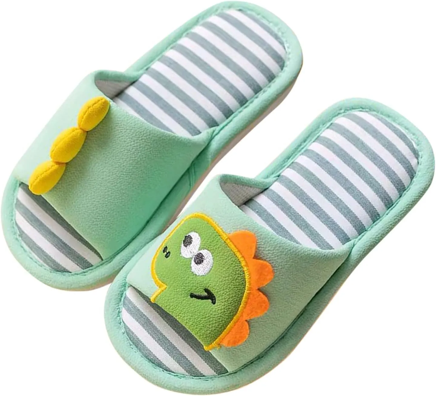 Toddler Summer Open Toe House Slippers Linen Shoes Cute Dinosaur Slippers Slip On Cotton Linen Shoes Boys Slip on Shoes