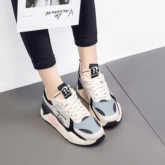 Trendy Color Block Leather Sneaker Shoes