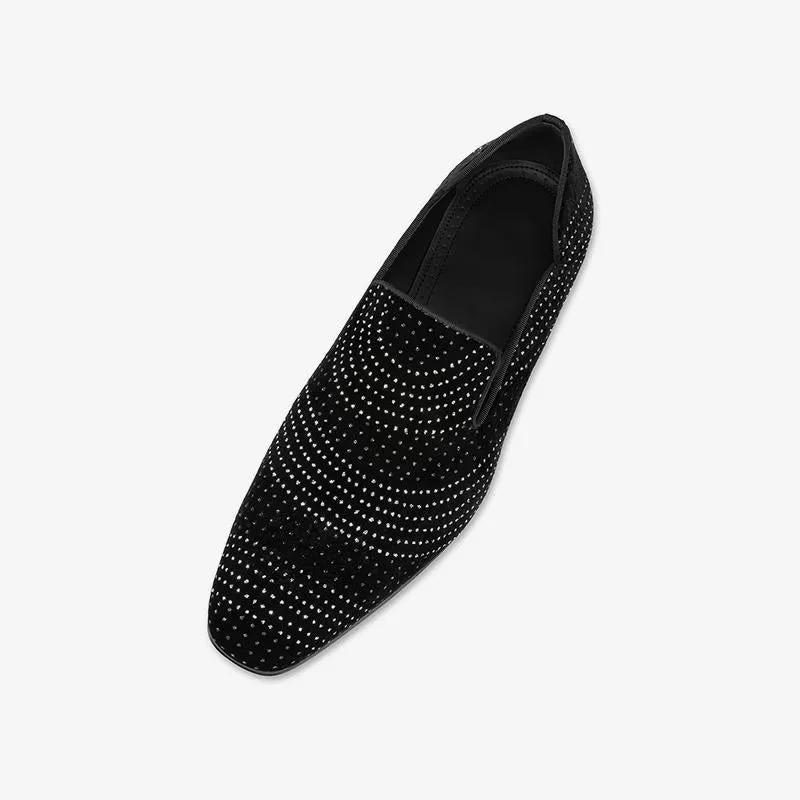 Velvet Strass Men Shoes Calf Loafers