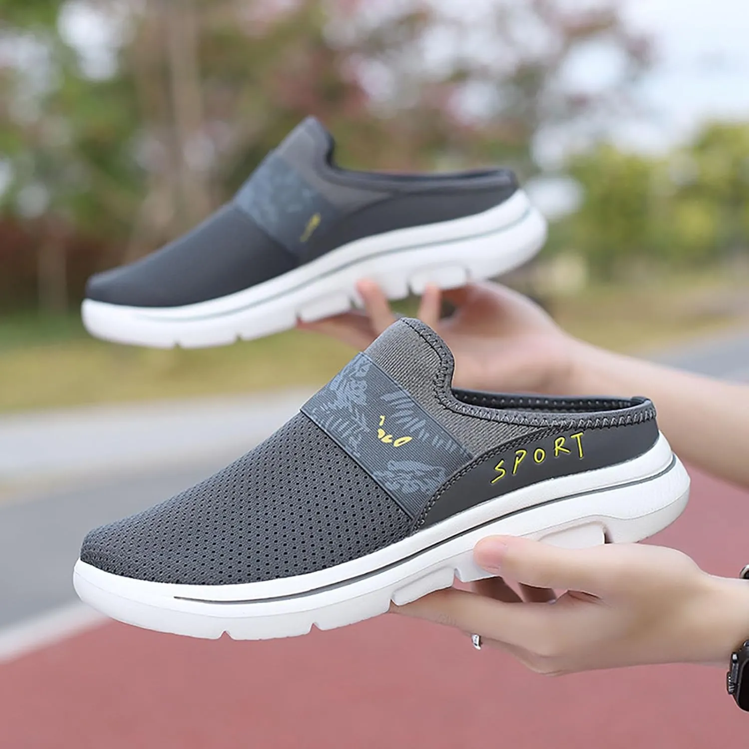 Womens Backless Sneakers Mesh Slip-on Mule Shoes Womens Running Shoes High Top Black Casual Shoes Black Sneakers Platform Tennis Shoe Loafers Casual Slip On