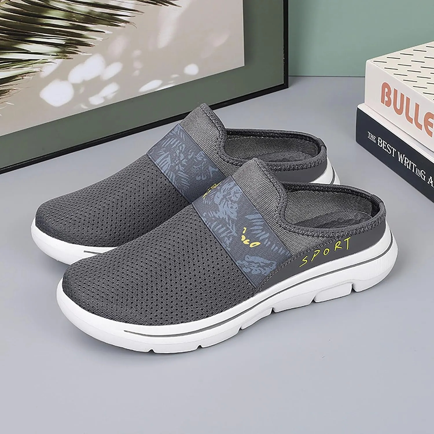 Womens Backless Sneakers Mesh Slip-on Mule Shoes Womens Running Shoes High Top Black Casual Shoes Black Sneakers Platform Tennis Shoe Loafers Casual Slip On