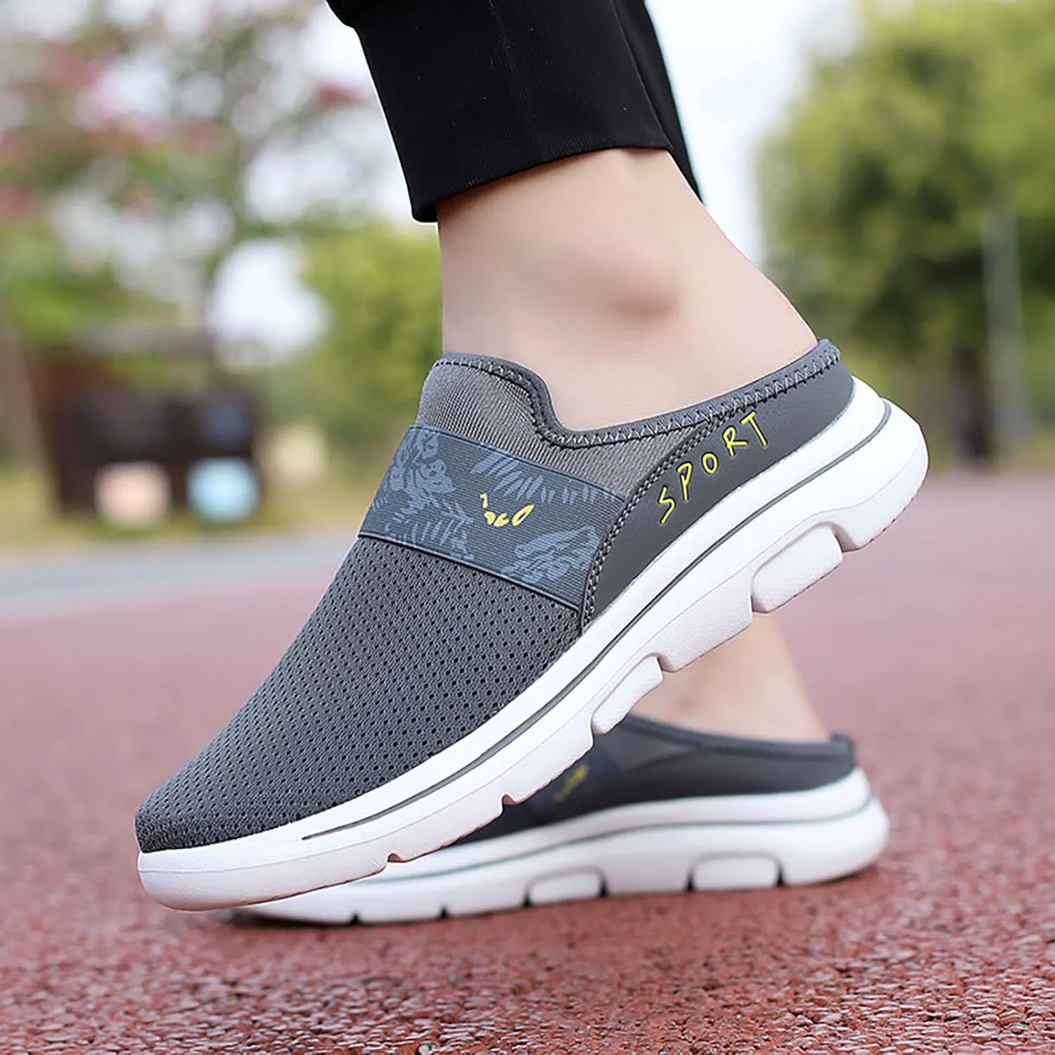 Womens Backless Sneakers Mesh Slip-on Mule Shoes Womens Running Shoes High Top Black Casual Shoes Black Sneakers Platform Tennis Shoe Loafers Casual Slip On
