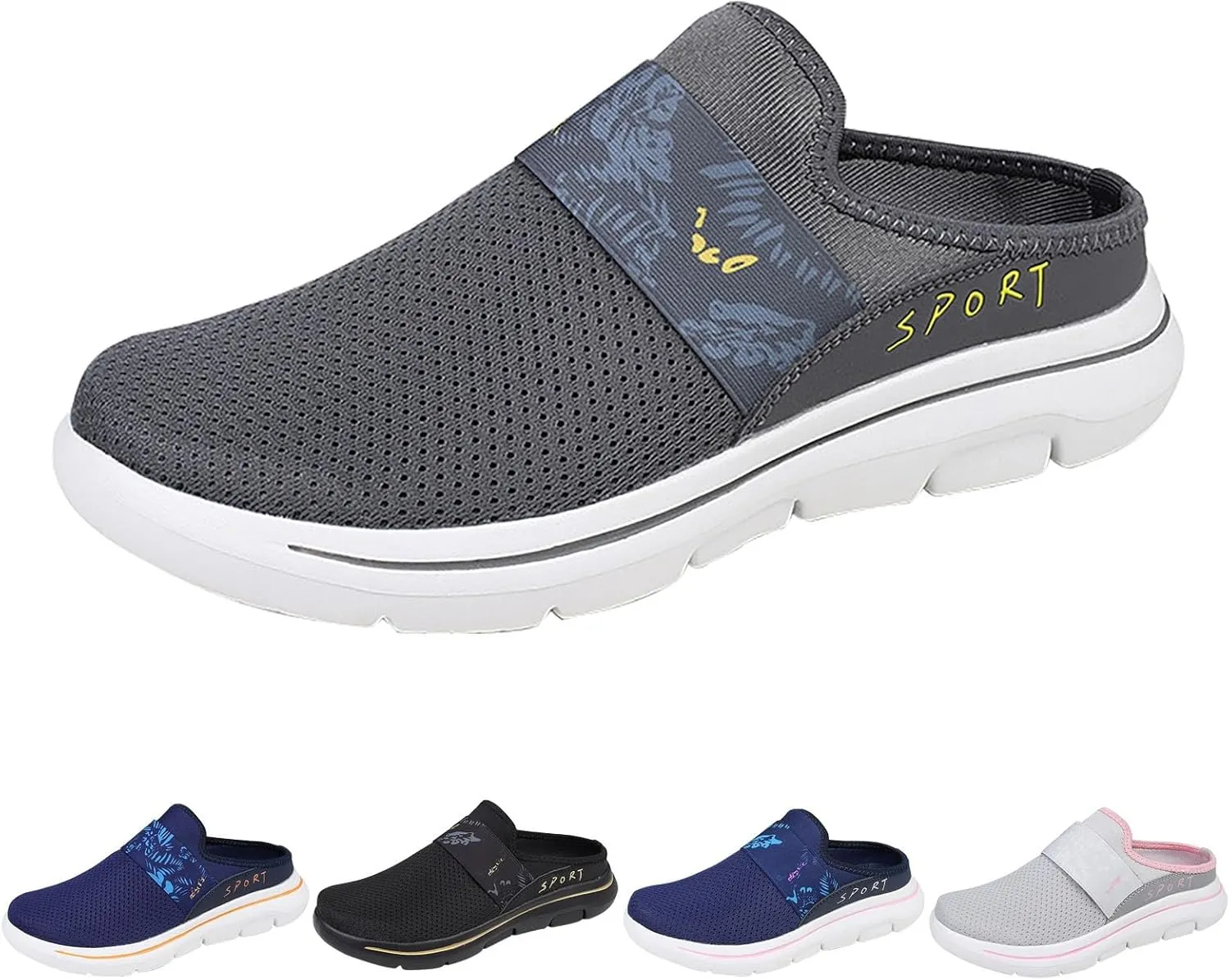 Womens Backless Sneakers Mesh Slip-on Mule Shoes Womens Running Shoes High Top Black Casual Shoes Black Sneakers Platform Tennis Shoe Loafers Casual Slip On
