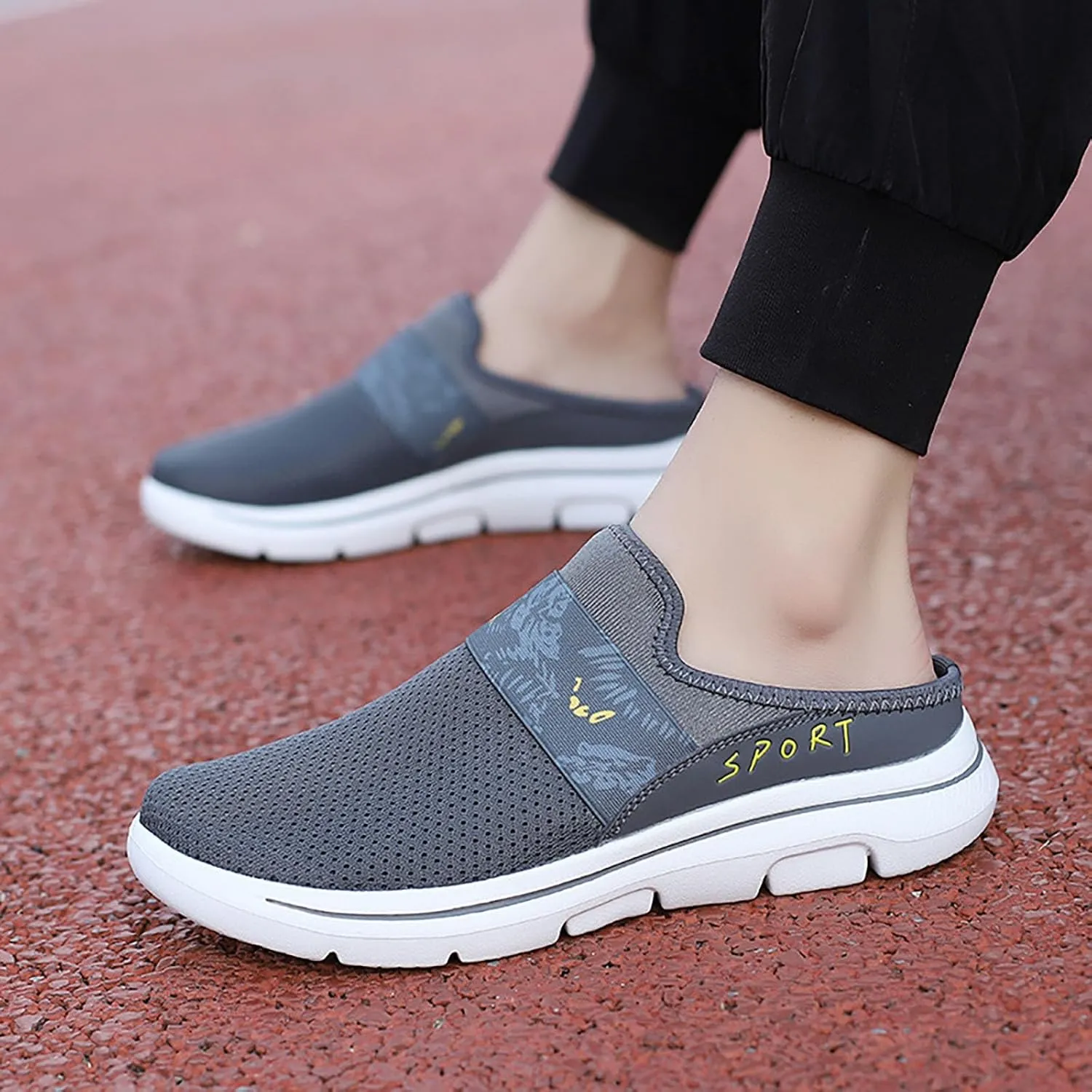 Womens Backless Sneakers Mesh Slip-on Mule Shoes Womens Running Shoes High Top Black Casual Shoes Black Sneakers Platform Tennis Shoe Loafers Casual Slip On