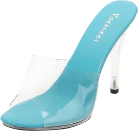 Womens Clear Heels Sandals Open Toe Slingback Slip On Summer Casual Dress Shoes Comfortable Transparent Sexy Stiletto Heel Slippers for Party Beach Daily Day