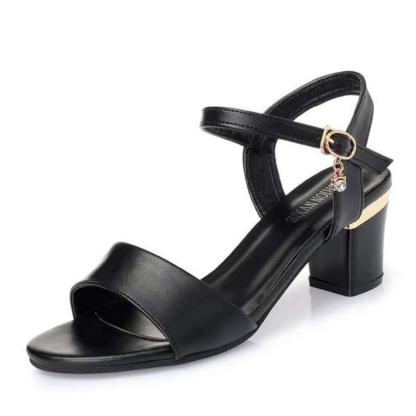 Women'S Fish Mouth Buckle Chunky Heel Sandals 23676394