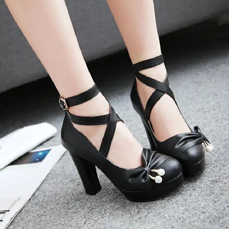 Women's Genuine Leather High Heel Shoes in Sizes 32-43