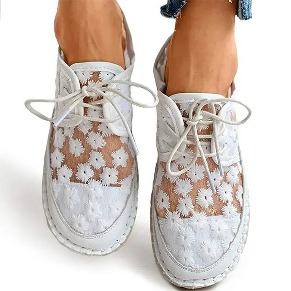 Women'S Mesh Lace Floral Lace-Up Sneakers 57951024