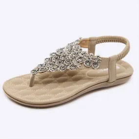 Women'S Rhinestone Bohemian Elastic Flip Flops 42567570C