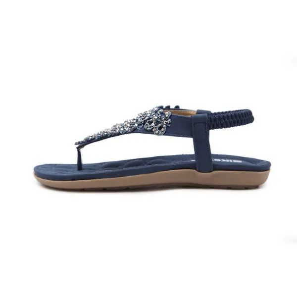 Women'S Rhinestone Bohemian Elastic Flip Flops 42567570C