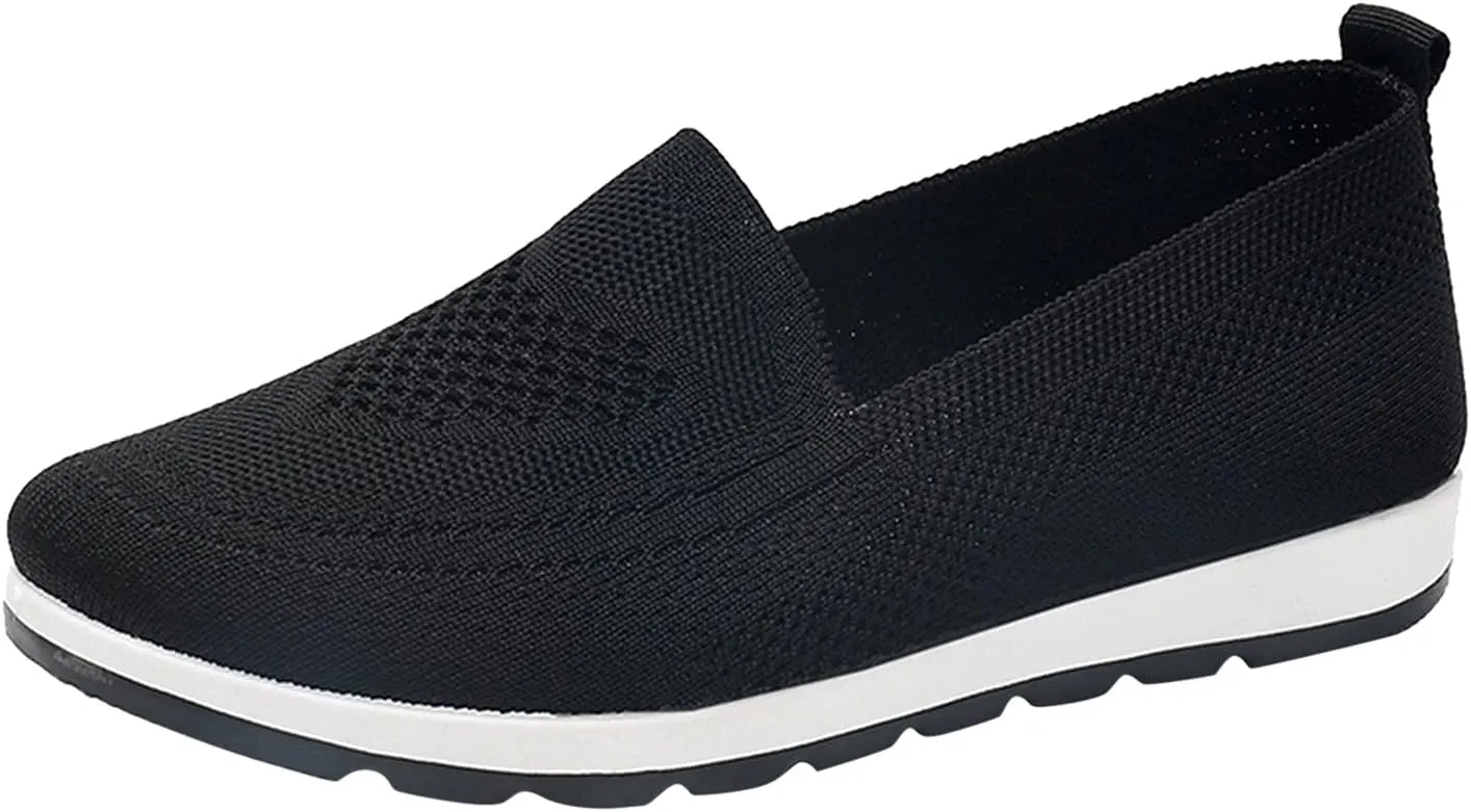 Womens Slip On Walking Shoes Lightweight Comfortable Sneakers Casual Canvas Flats Non Slip Elastic Loafers