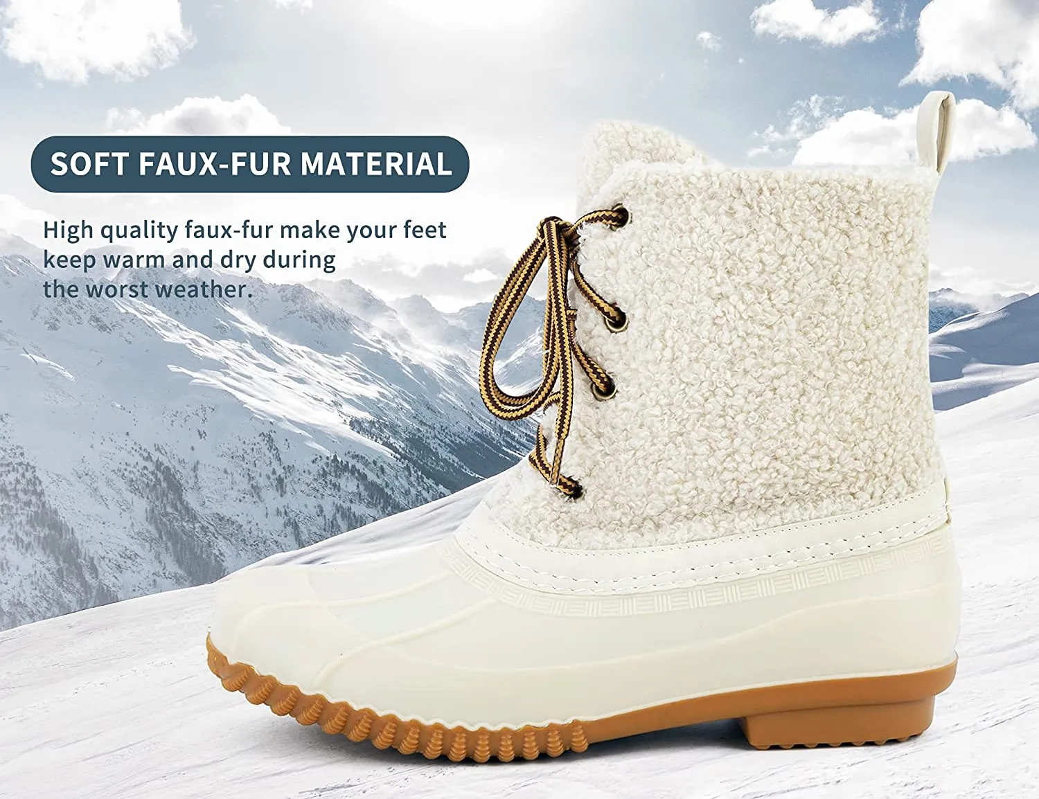 Women's Winter Snow Boots Waterproof Insulated Rain Boots Shearling Faux Fur
